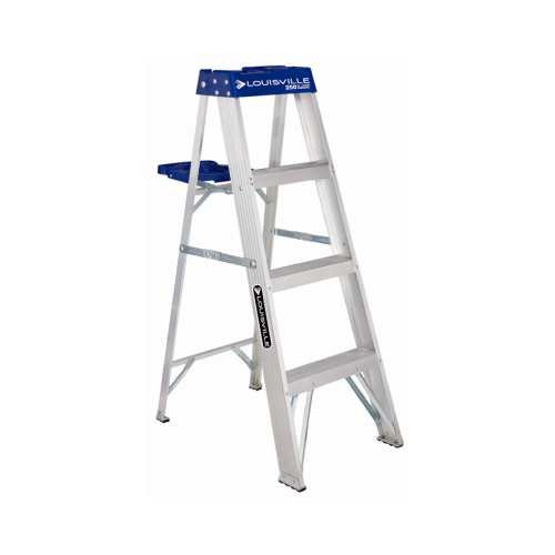 Step Ladder, 102 in Max Reach H, 3-Step, 250 lb, Type I Duty Rating, 3 in D Step, Aluminum