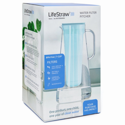 VESTERGAARD FRANDSEN INC. LSH7PLWH01 Water Filter Pitcher, BPA-Free Plastic, 7 Cups