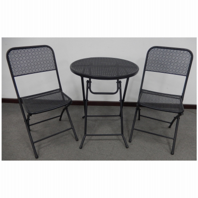 Four Seasons Courtyard IP-1911S62BK Padova 3-Pc. Bistro Dining Set, Folding, Black Steel Frames