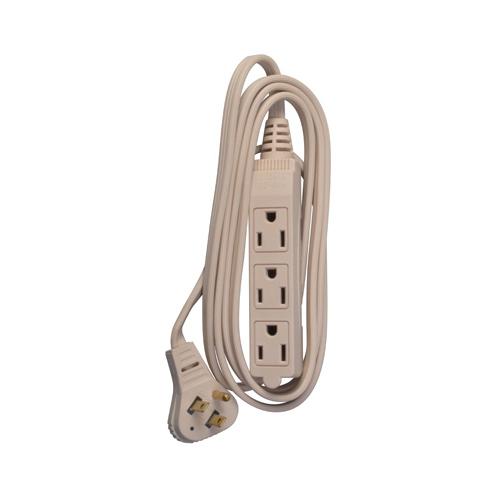 Extension Cord, 16/3 SPT-2 Beige Low Profile Cube Tap, 6-Ft.