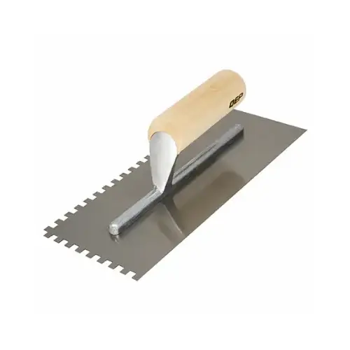 Square Notch Trowel 3" H X 4.5" W X 11" L Carbon Steel Silver