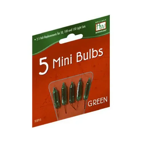 Christmas Lights Replacement Bulb, For 50, 100 & 150-Light Sets, Green, 2.5-Volt