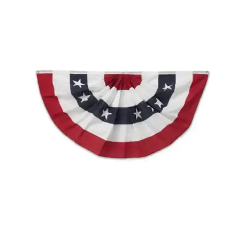 ANNIN FLAGMAKERS 483200R U.S. Fan Flag Bunting, Pleated Polycotton, 3 x 6-Ft.