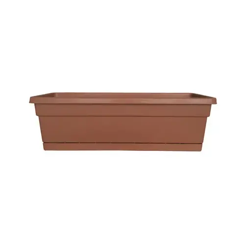 Southern Patio WB3012LT Window Box Planter With Tray, Light Terra Cotta Plastic, 30-In. Olive Green