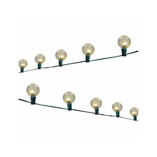 Faceted Oversized LED C-Bulb Light String, Cool White, Green Wire, 20-Ct.