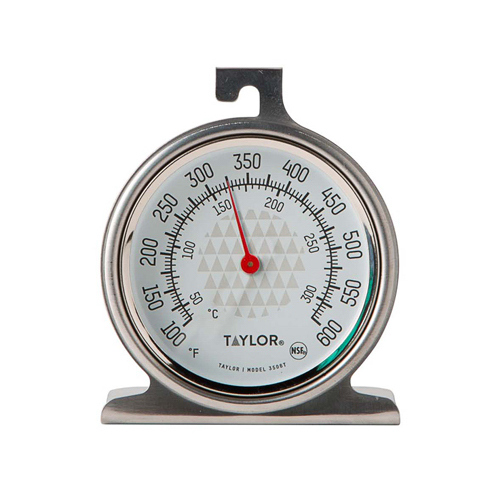 Oven Thermometer, 100 to 600 deg F, Analog Display, Gray