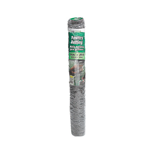 Poultry Netting, Galvanized Steel, 1-In. Mesh, 24-In. x 25-Ft.