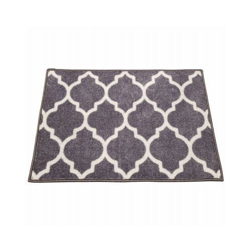 Nylon Rug, Skid Resistant, Light Grey Trellis Pattern, 24 x 36-In.