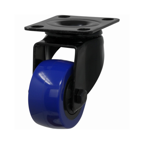 Shepherd Hardware 3657 Swivel Caster, 2 in Dia Wheel, TPU Wheel, Black/Blue, 135 lb, Polypropylene Housing Material