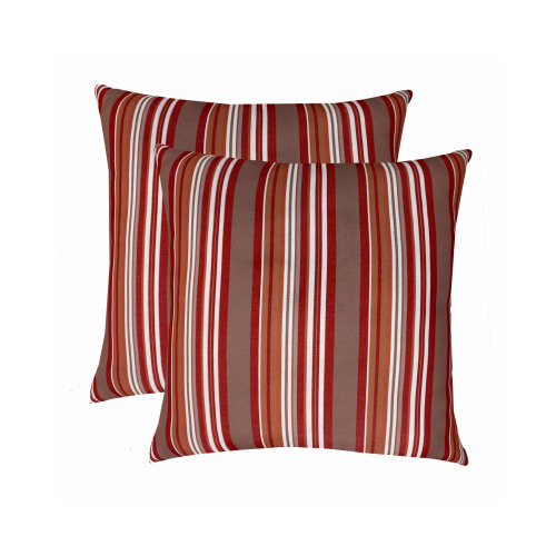 J&J GLOBAL LLC 254011 Patio Premiere Outdoor Toss Pillow, Multi Stripes, 16 x 16 x 4-In.