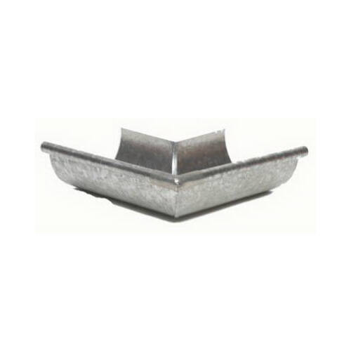 Gutter Half Round Mitre, Outside, Galvanized, 5-In. Gray