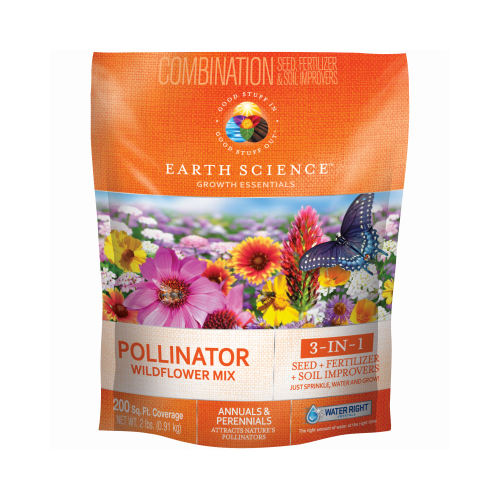 Earth Science 12136-6 Pollinator Wildflower Mix, Covers 200 Sq. Ft., 2-Lbs.