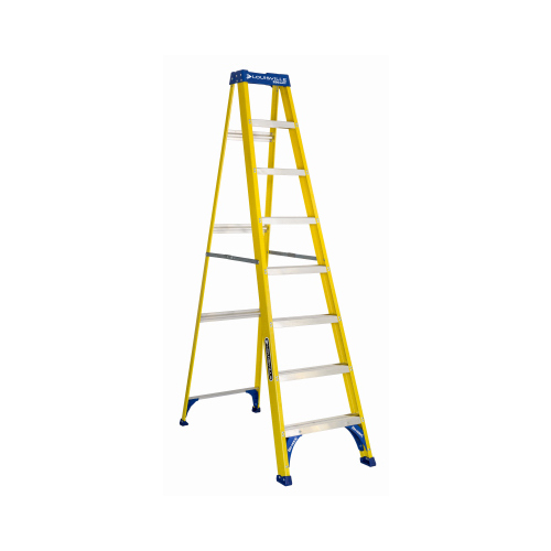 Step Ladder, 147 in Max Reach H, 7-Step, 250 lb, Type I Duty Rating, 3 in D Step, Fiberglass