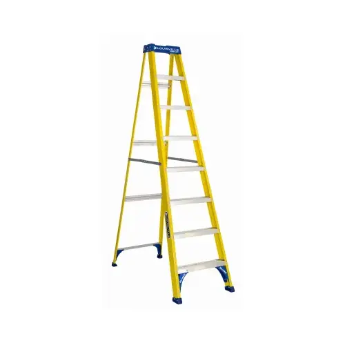 Step Ladder, 147 in Max Reach H, 7-Step, 250 lb, Type I Duty Rating, 3 in D Step, Fiberglass