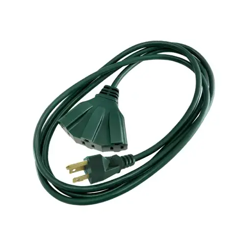 Outdoor Extension Cord, 16/3 SJTW, Green, Triple Tap, 8-Ft.