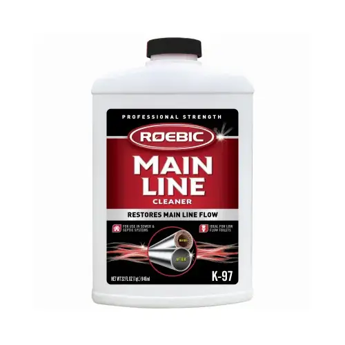 Roebic K-97-Q-12 Main Line Cleaner, 1 qt, Liquid, Clear