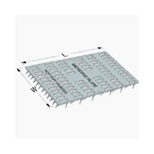 Mending Plate, 6 in L, 3 in W, 20 Gauge, Steel, Galvanized