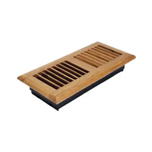 Floor Register, Oak Louvered Hardwood, 4 x 10-In.