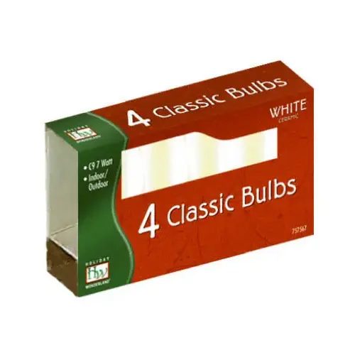 Christmas Lights Replacement Bulb, C9, White Ceramic - pack of 4