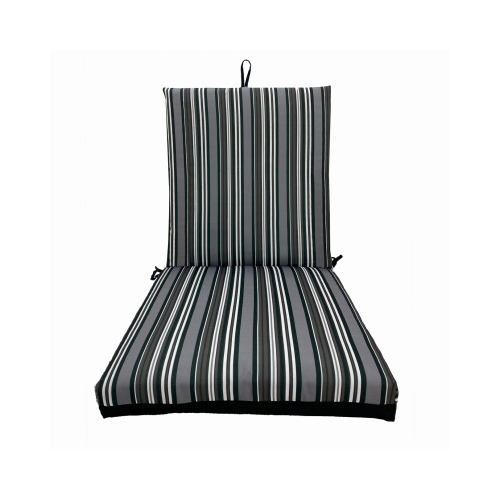 J&J GLOBAL LLC 254008 Patio Premiere Seating Cushion, Stripes Reverse to Solid Gray, 44 x 21 x 4-In.