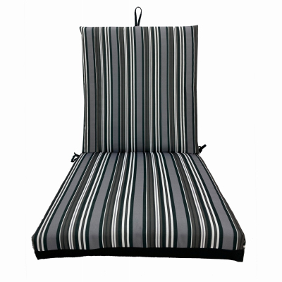 J&J GLOBAL LLC 254008 Patio Premiere Seating Cushion, Stripes Reverse to Solid Gray, 44 x 21 x 4-In.