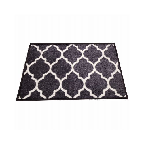 Nylon Rug, Skid Resistant, Grey Trellis Pattern, 24 x 36-In.