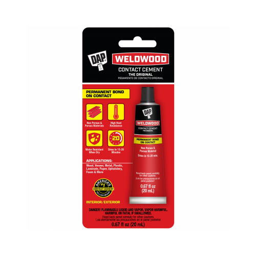 DAP 00129 Weldwood Contact Cement, Liquid, Strong Solvent, Tan, 0.67 oz Bottle