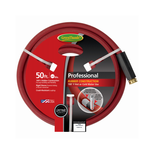 Professional Hot Water Rubber Hose, Red, 5/8-In. x 50-Ft.
