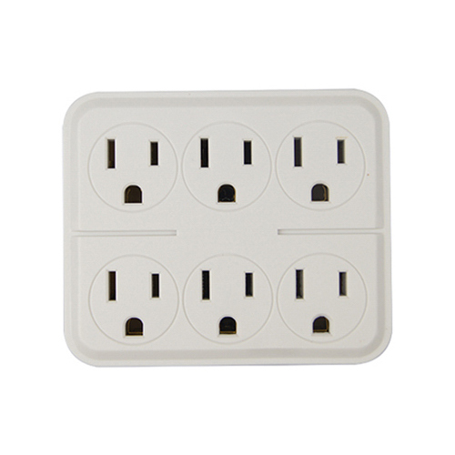 KAB ENTERPRISE CO LTD CT-027W Outlet Tap, 6-Outlets, White