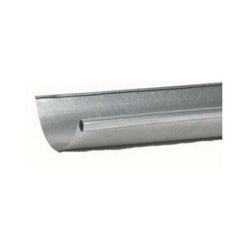 Gutter, Half Round, Galvanized, 5-In. x 10-Ft. Gray