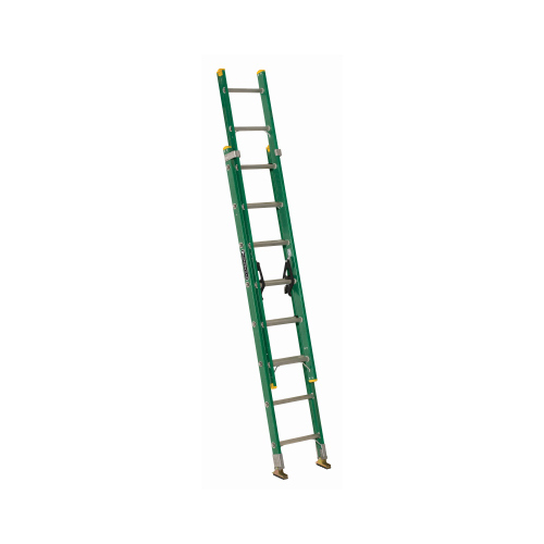 Louisville FE0616 Extension Ladder, 225 lb, Fiberglass, Green
