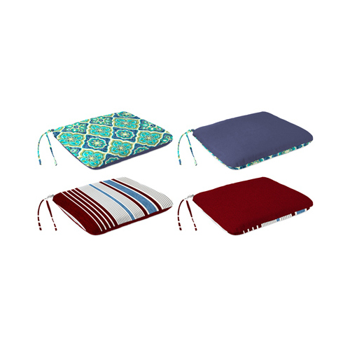 Universal Patio Seat Cushion, Reversible, Spun Polyester, 18 x 15 x 3.5-In.