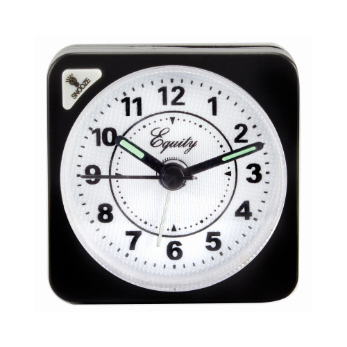 Travel Alarm Clock, Quartz Movement, Black