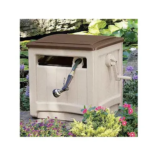 Hose Hideaway, 5/8 in Hose, 225 ft Hose, Crank Handle, Resin Mocha/Taupe