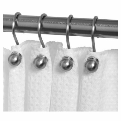 ZENITH/BATHWARE BH04ALBNL Shower Curtain Hooks, Decorative Ball, Brushed Nickel, 12-Pk.