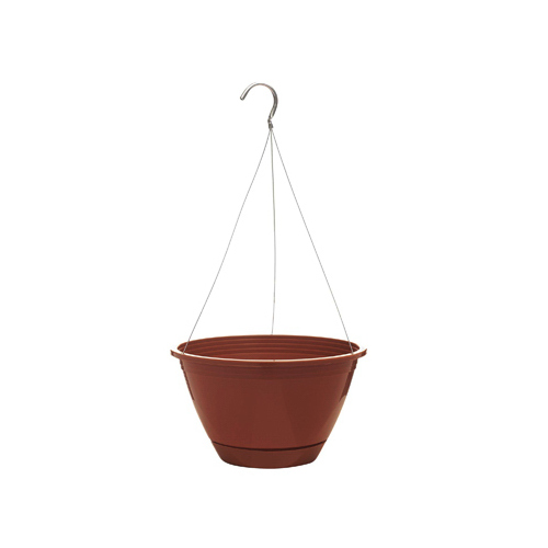 Southern Patio EE1025LT Hanging Basket With Saucer, Light Terra Cotta Plastic, 10-In.