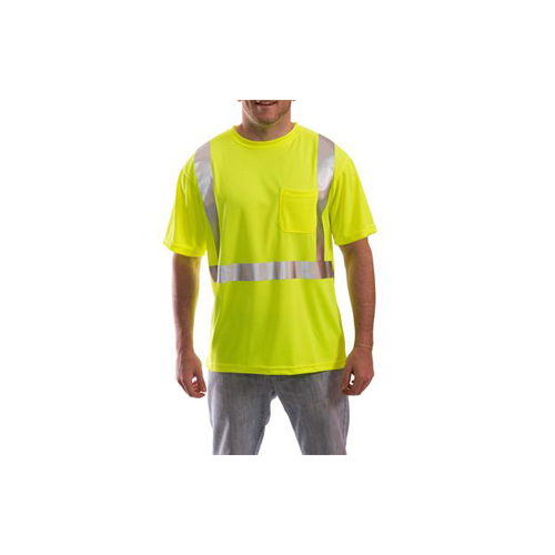 Tingley S75022.4X Job Sight Hi-Viz T-Shirt, ANSI 107 Class 2, Fluorescent Yellow Green, XXXXL