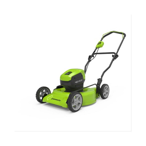 GREENWORKS TOOLS 2524902AZ Cordless 3-N-1 Lawn Mower, High-Rear Wheels, Brushless Motor, 40-Volt Battery & Charger, 19-In. Deck
