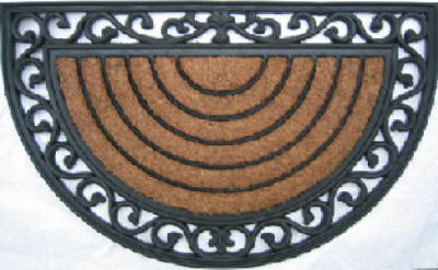 FIBRE WORLD PLM 11219 Doormat, Half-Round, 18 x 30-In.