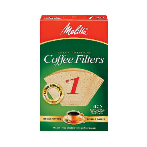 Melitta 620122 #1 Natural Brown Cone Coffee Filters  pack of 40