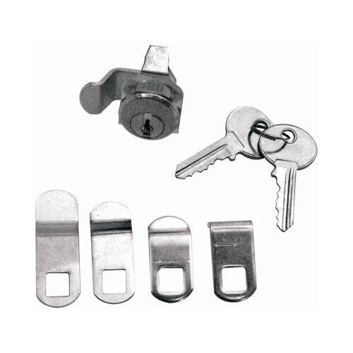 Mailbox Replacement Lock Assortment With 5 Cams & 2 Keys, Nickel Finish