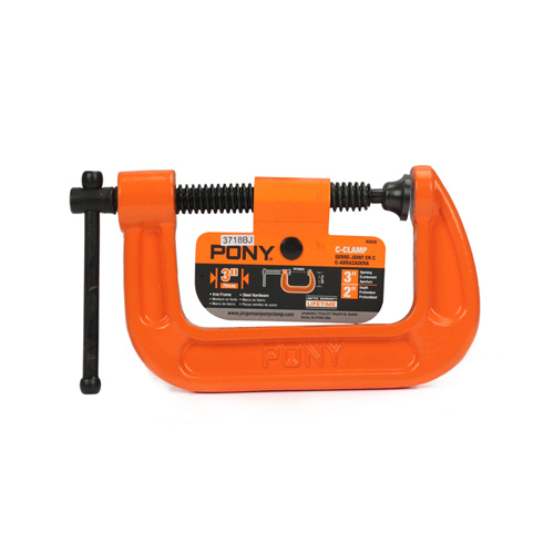 Classic C-Clamp, 800 lb Clamping, 3 in Max Opening Size, 2 in D Throat, Ductile Iron Body, Orange Body