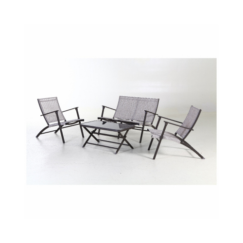 Four Seasons Courtyard 545.0310.000 Novara 4-Pc. Steel Patio Set, Folding Table, 2 Chairs & Loveseat