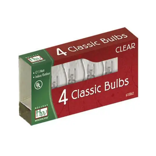 Christmas Lights Replacement Bulb, C7, Clear Twinkling - pack of 4