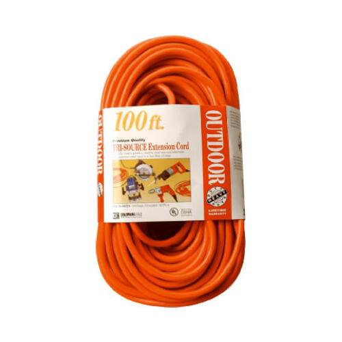 Southwire 04219 100-Ft. 14/3 SJTW-A Orange 3-Outlet Extension Cord