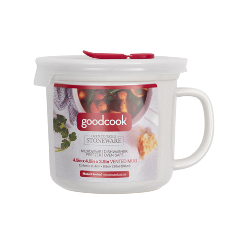 BRADSHAW INTERNATIONAL 04164-XCP4 Vented Soup Mug, White Ceramic, 20-oz. - pack of 4