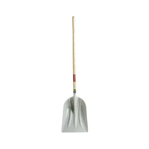 Grain Scoop, 14-3/4 in W Blade, 18-3/4 in L Blade, Poly Blade, Hardwood Handle, 64 in OAL