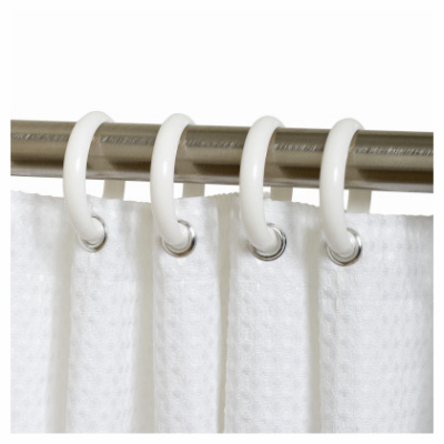 ZENITH/BATHWARE SSR010WW Shower Curtain Hooks, White, 12-Pk.