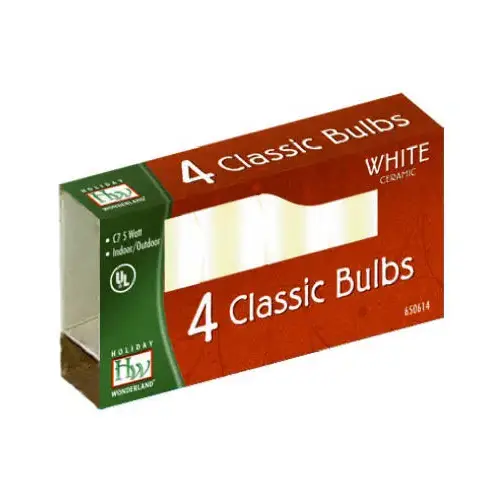 Christmas Lights Replacement Bulb, C7, White Ceramic - pack of 4