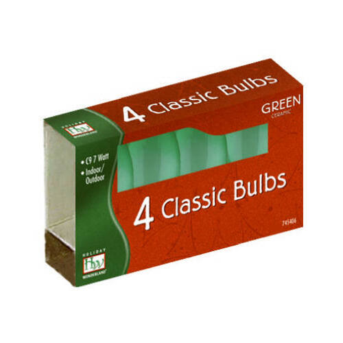 Christmas Lights Replacement Bulb, C9, Green Ceramic - pack of 4